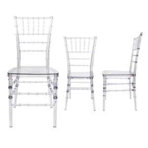 FOH Set of 4 Crystal Chairs - Transparent Resin Stacking Dining Chairs for Banquets, Events, School