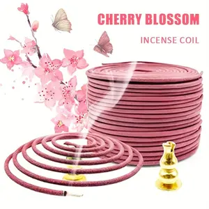 High-Quality Sakura Scented Classic Spiral Incense Coil, 6.3cm Handmade Disk Incense, Natural Fragrance, Calming Home Fragrance, Portable Packaging, Home and Outdoor Use