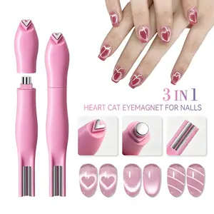 3 in 1 Nail Magnet Tool, Upgraded Nail Magnet Pens, Multi-Function Magnet Stick 3D Magnetic Cat Eye Gel Polish Nail Art, for Salon, Studio or Home