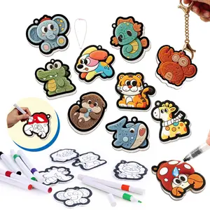 2D to 3D Magic DIY Wood Pulp Cotton Painting Kit, Custom Keychains and Decorations for Kids, Bring Art Fun!