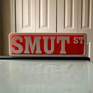 Smut Street Sign - Orange and White Street Sign for Home Decor