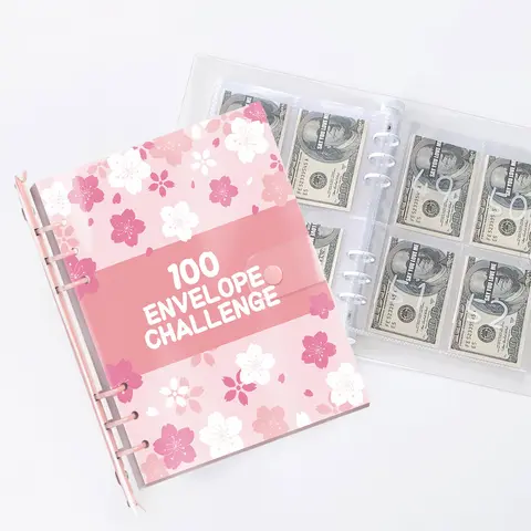 100-Pack Saving Challenge Binder - Durable Laminated Construction Office Filing Product, $5050 Tracker, Pre-Numbered Pockets, 100 Envelopes for Multiple Budget Categories, Organized Savings Budget Planners