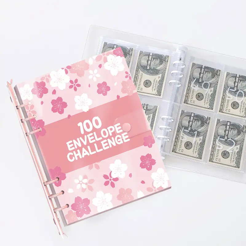 100-Pack Saving Challenge Binder - Durable Laminated Construction Office Filing Product, $5050 Tracker, Pre-Numbered Pockets, 100 Envelopes for Multiple Budget Categories, Organized Savings Budget Planners