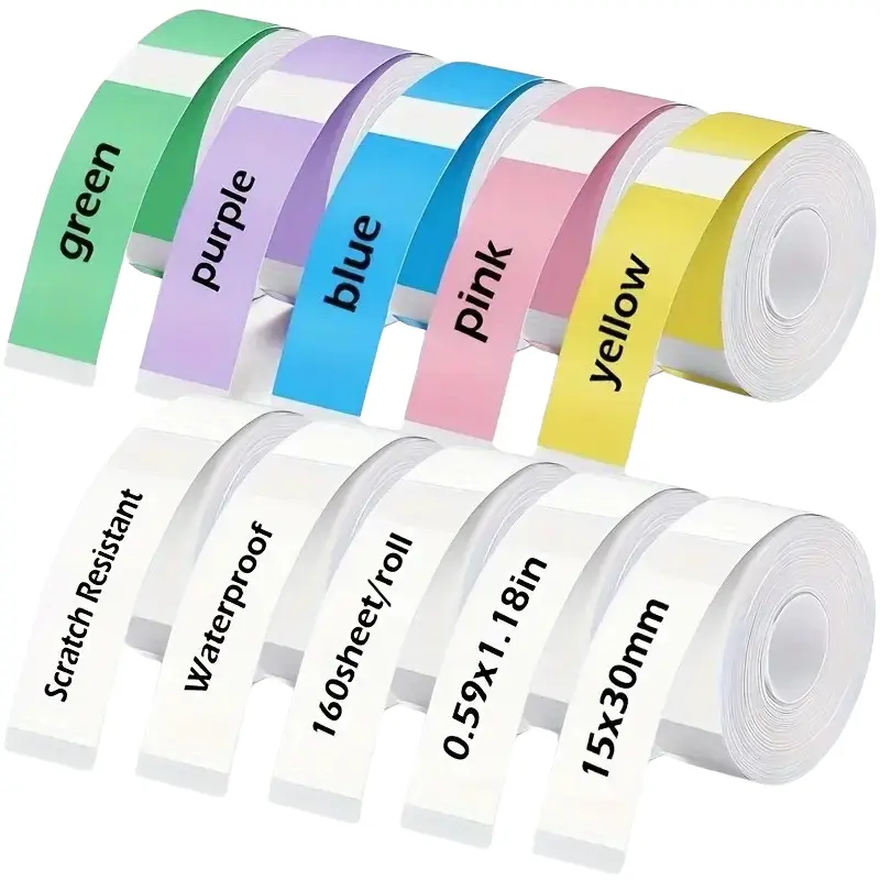 Thermal label paper suitable for D30/d32/p15 printers, with 1600 sheets per pack, high productivity, strong adhesion, and reusability, offering an economical choice for both office and commercial use, Thermal Printing Labels, Thermal Sticker Labels