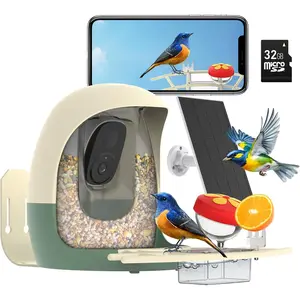 Bird Feeder with Camera Solar ,  Bird Feeder with AI Identify, 2K HD Live View and Instant Notification, Ideal  for Bird Lover(with 32G Card)