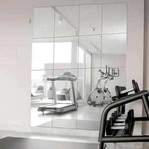 Gym mirror tiles 11x pcs self adhesive mirror panels for safe wall mounted full body mirror tile workout mirrors for home gym door wardrobe large