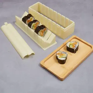 Heart-Shape Sushi Mold Kit, Beginner-Friendly Kitchen Utensils Set, Safe-Material Sushi Press, Time-Saving Square-Included Tool for Family, Off White