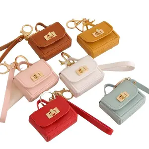 Mini PU Leather Keychain Wallet, Portable Zipper Coin Purse, Ladies Earphone Bag, Elegant Casual Style, Perfect for Bags, Cars, Phones, Casual Trendy Wallet