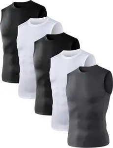 5/6 Pack Men's Athletic Compression Sleeveless Tank Top Base Layer Sports Workout Shirts for Basketball
