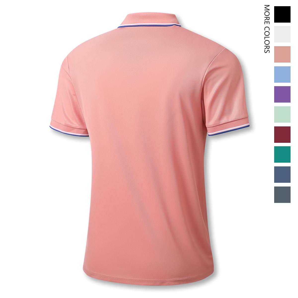 Men's Solid Color Short Sleeve Golf T-Shirt Set, Suitable for Business and Outdoor Sports