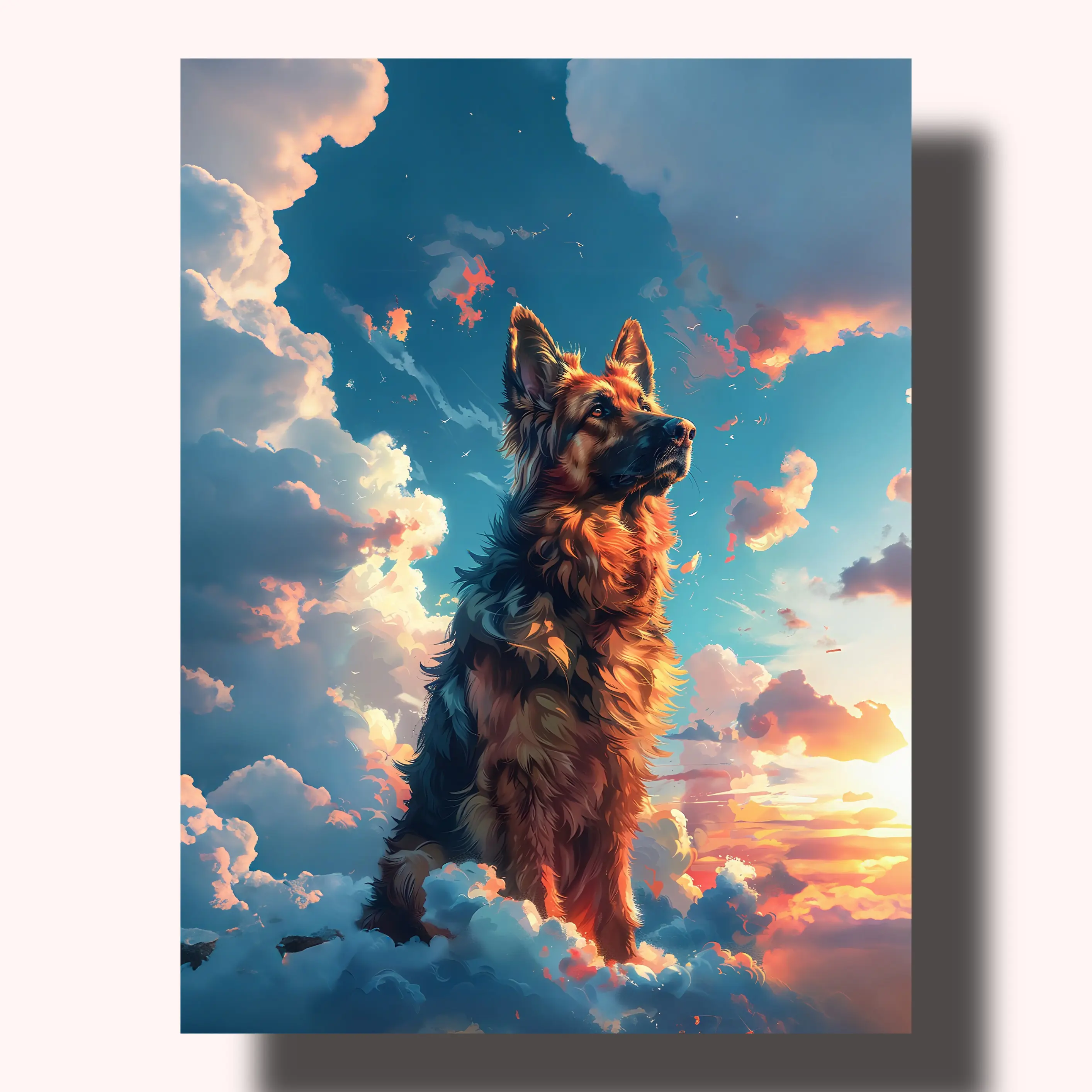 German Shepherd Paint by Numbers Kit, Dark-Backed Canvas Art, Wolf Dog Silhouette Guardian DIY Painting Kit, Handcrafted Art, Beginner-Friendly Home Wall Decor Gift Set for Pet Lovers