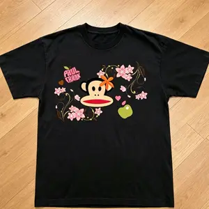 Paul Frank Cherry Blossom Monkey Floral Graphic T shirt and Baby Tee | Y2K 2000s Aesthetic Sakura Pink Flowers Streetwear | Cute Grunge Trendy Graphic Tee