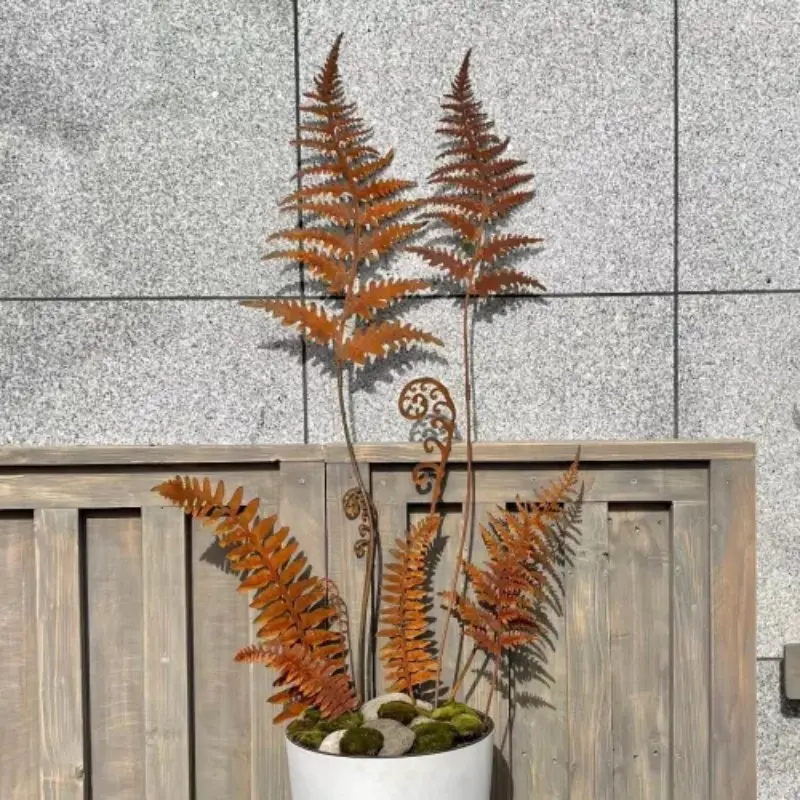 Metal Fern Leaf Sculpture, Hollow Garden Art, Rustic Iron Fern Yard Decor, Outdoor Landscape Ornament, Garden Sculpture, Rustic Decor, Garden Statue, Metal Sculptures