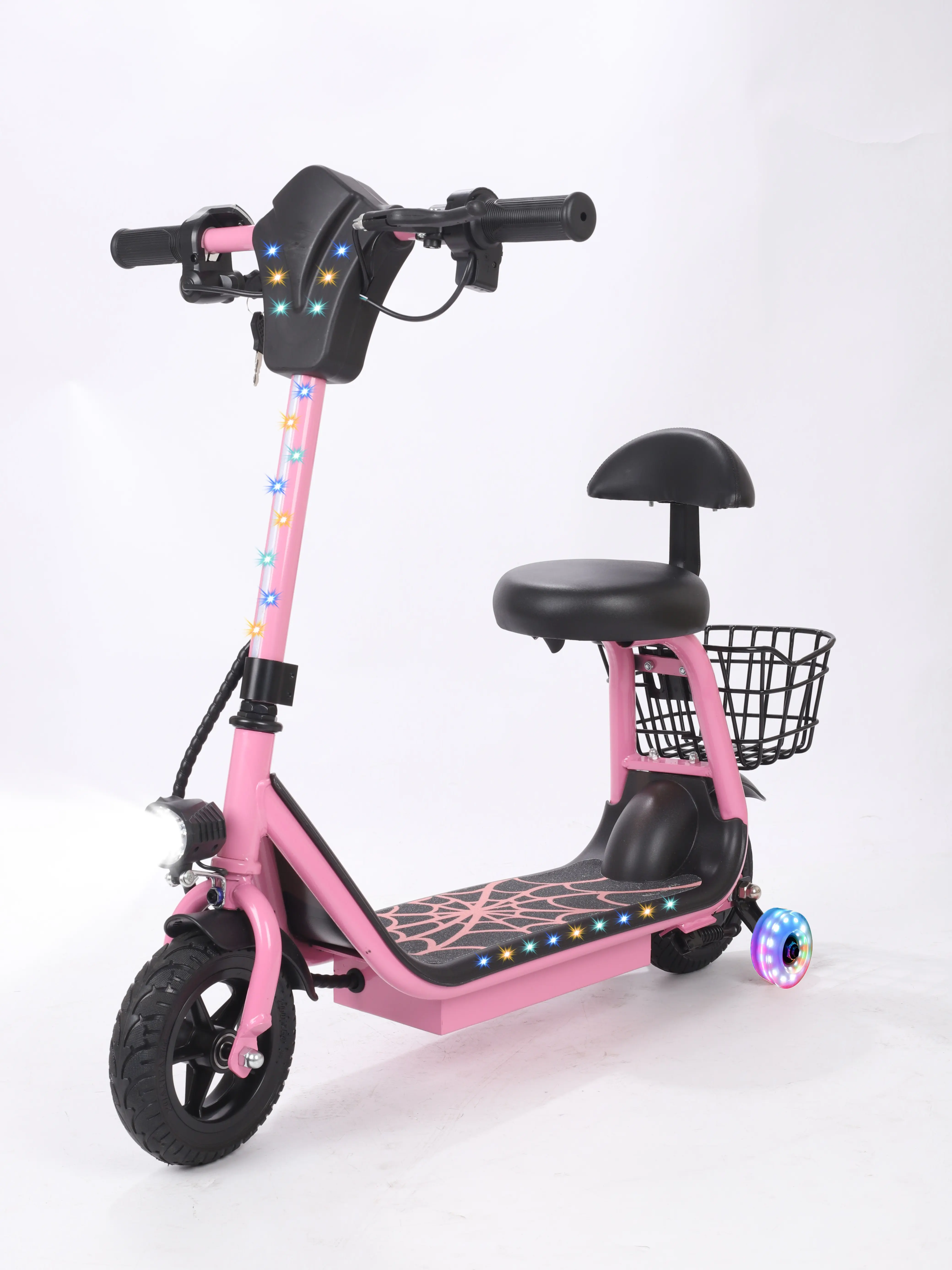 2-in-1 Kids Electric Scooter with seat ,Up to 12mph&10Miles Range，250W Motor, Headlight & Brake Taillight, Removable Seat&Basket, Smart App Parental Control,Electric Scooter for Kids Ages 4-10  Ideal Kids Gift