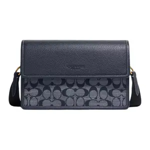 COACH Turner 25 Monogram Canvas Crossbody Bag for Men, Denim Blue