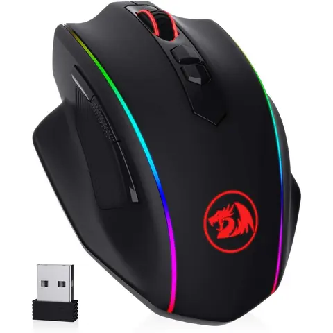 REDRAGON M686 Right-Hand Wireless Gaming Mouse - RGB Backlit Mouse, 16000 DPI (5 Levels), 1000 Hz Polling Rate, 45-Hour Reliable Power Capacity, Precise Timing, Wired/Wireless, Customizable Macros for PC/Mac Laptops, PC Accessories