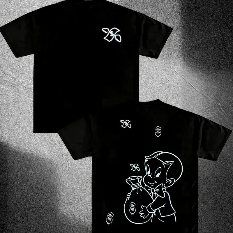 Richie Rich T-Shirt, Vintage Cartoon Money Graphic Tee, Funny Retro Streetwear Top, Viral TikTok Shirt, Fashion Cotton, Full Size, Full Colors, For Women