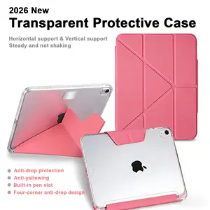 iPad 11th Generation 2025 A16 Pen Slot Case 13 Inch Air with Buckle Deformable Y-Fold Leather Cover for Tablet Portable Screen Protection