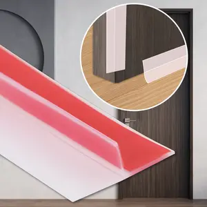 Peel and Stick Shower Door Draft Stopper, T-Shaped Silicone Weather Stripping, Double Sided Self-Adhesive Seal Strip for Gaps