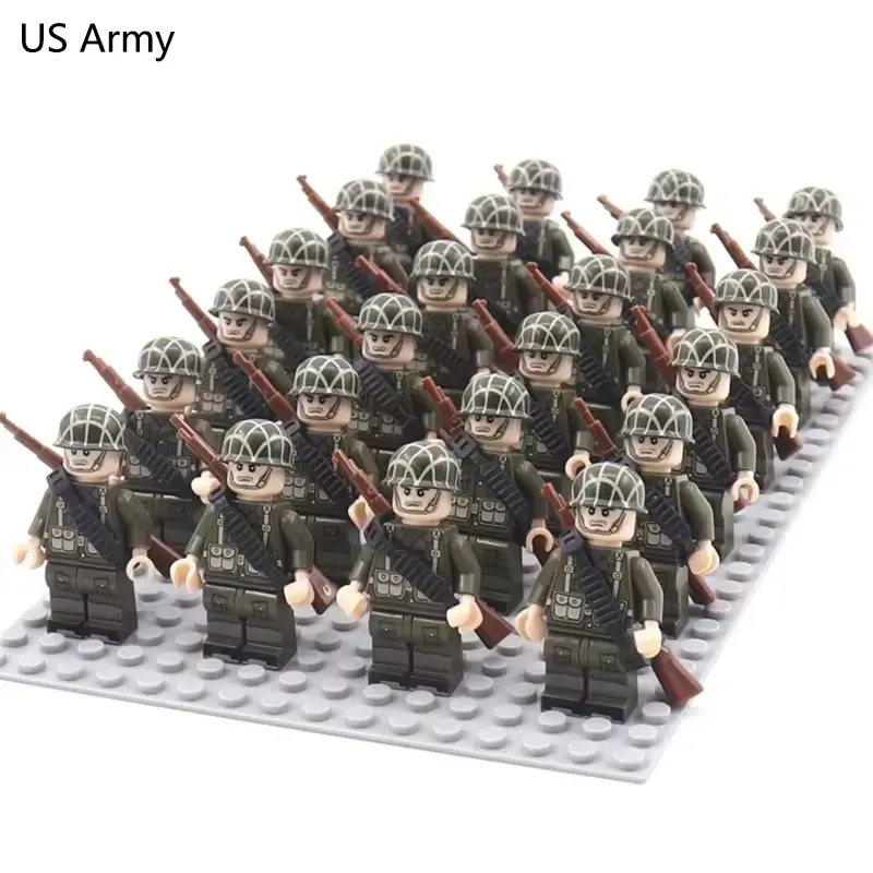 24PCS World War II military series, building blocks, phalanxes, warriors, mini figures, humanoid dolls, toys and birthday gifts.
