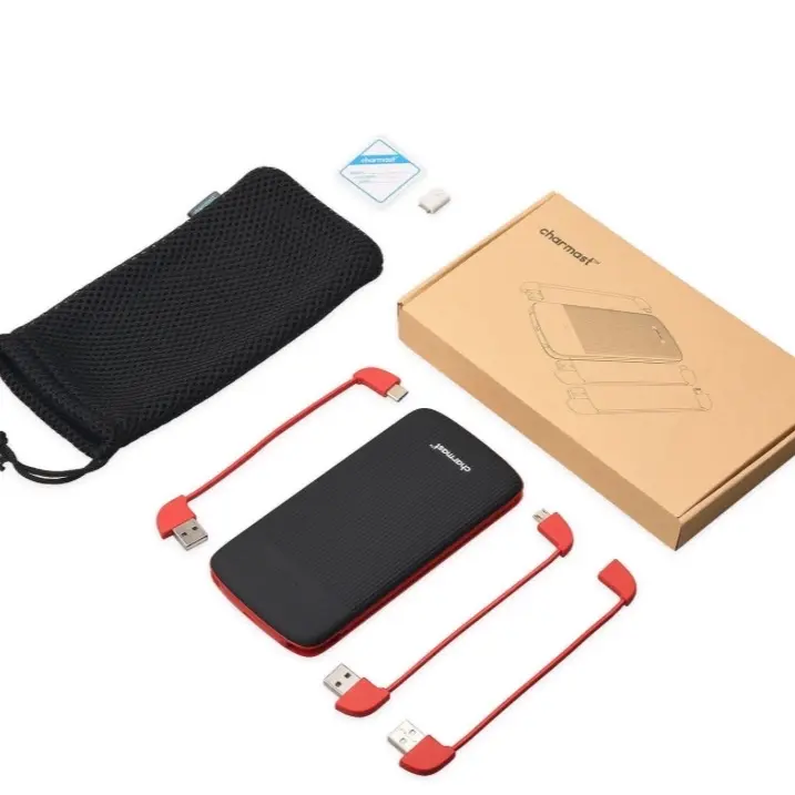 10000mAh Built in Cables Portable Charger, Charmast Slim 10000 Power Bank External Battery Pack(Black) Accessories Charging Phone Usb Batteries Device Micro