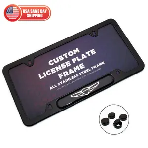 Black Front or Rear Stainless Steel License Plate Frame Protect Cover Fit Genesis Decorate Accessories Gifts