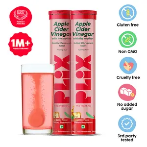 Plix Apple Cider Vinegar Effervescent Tablet, 700mg ACV – Health & Wellness Supplement - Choose Your Pack