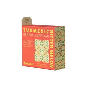 Turmeric & Bitter Melon Herbal Cold-Processed Soap Bar - Soothing, Clarifying, High-Curcumin, Sulfate-Free Body Wash 4.2 oz