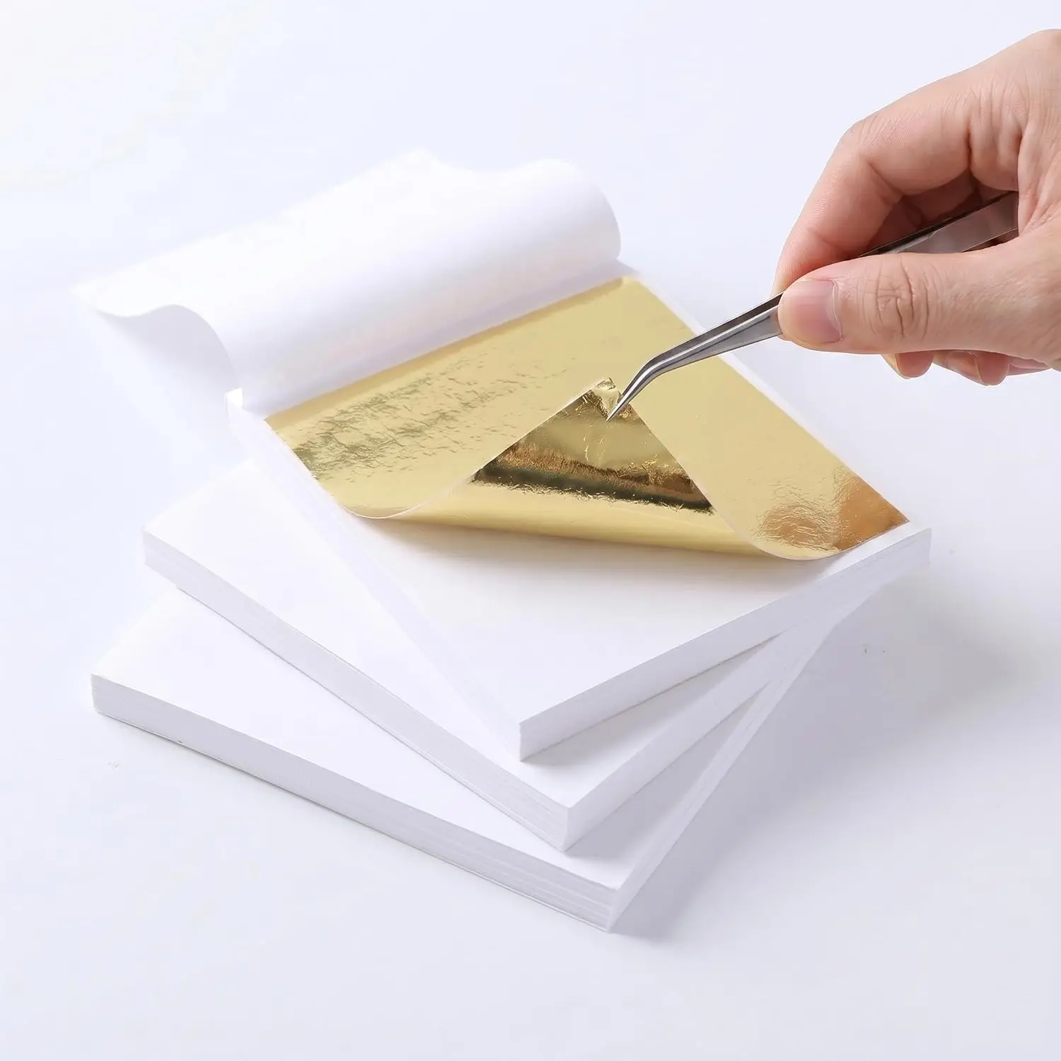 300pcs 3.5×3.5 Inch Gold Leaf Sheets for Crafts Gold Foil Paper for Arts Gilding Resin Jewelry Nail Art Furniture Decoration Painting Home Decor DIY Projects