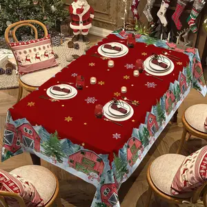 Christmas Rectangular Tablecloth, Snowflake Snowman Tablecloth, Christmas Table Decorations, New Year Party and Dinner Decoration