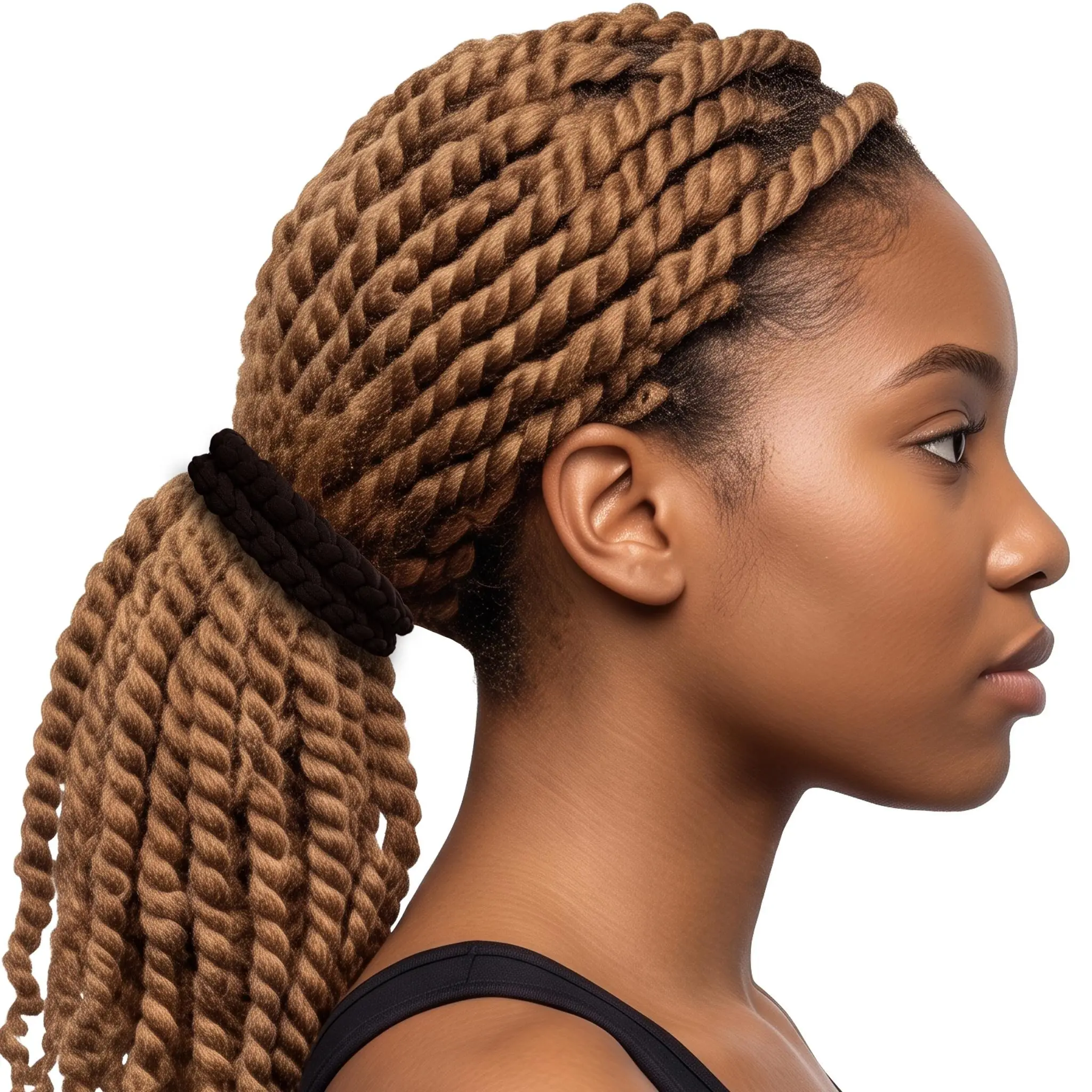 Hair Ties Jumbo 2-Pack Soft & Silky for Thick Hair Braids Dread Locs Super Strechy Made in the USA Brown