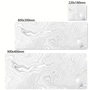 XXL Desk Mat Black and White Strata Liquid Mousepad Large Abstract Mouse Pad Gaming Deskmat with Lockedge Office Non-Slip Carpet