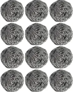 12Pcs Industrial Durable Stainless Steel Wool Scrubber Pads - House Cleaning Tools, Kitchen Supplies for Dishes, Pans