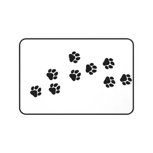 Black Paw Prints Desk Mat | Minimal Pet Paw Pattern
