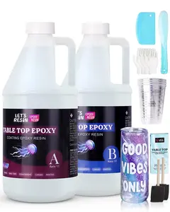 1 Gallon High Viscosity Exposy Resin for Table Top,2 Part Epoxy for Tumblers,Crystal Clear Thick Resin Kit with High Gloss Finish for Countertop,River Table - LET'S RESIN