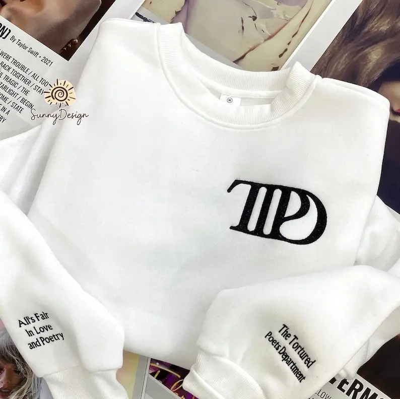 Embroidered Poetry Shirt, Embroidered All's Fair In Love And Poetry Crewneck