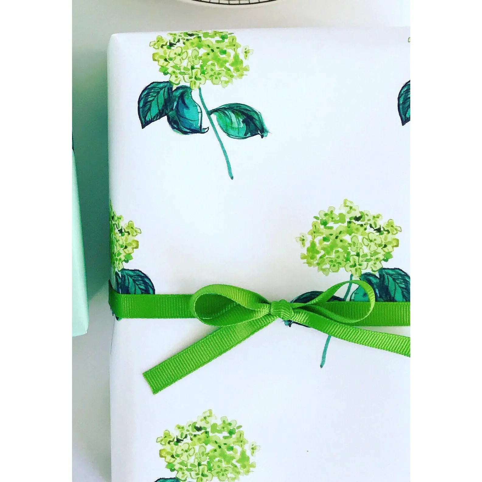 Wrapping Paper: Green Hydrangea {Gift Wrap, Birthday, Holiday, Christmas}