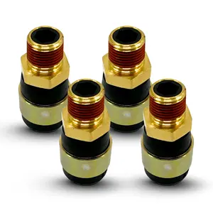 Torque 4 PCS Rubber Air Line Air Hose End Quick Repair Swivel Kit for Truck and Trailers, 3/8" NPT Male Fittings, Pneumatic Replacement Fittings for 3/8'' Air Line Hoses (4 pack)