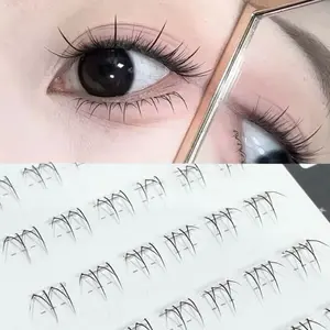 HERORANGE White Moonlight Glue-free Lower Eyelashes 36 Clusters, Individual False Eyelashes, Individual Lash Clusters DIY Removable Transparent Stems Natural Lifelike Daily Segmented Glue Strip Eyelash Extensions