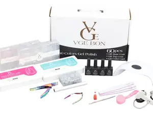 VGE BON - Completed Nail Kit With Everthing You Need - Gel X Nail Kit - Press On Nail Kit  With UV Light - soft gel nail tips kit - gel nail kit