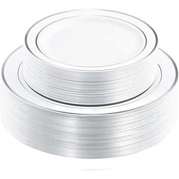 60 count  Plastic Plates Disposable -  Plates Include 30 count 10.25inch  Dinner Plates and 30 count 7.5inch  Salad Plates for Wedding & Party