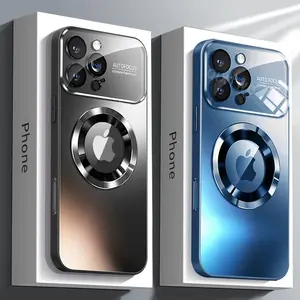 Luxury Glass Camera For Magesafe Magnetic Wireless Charge Case For iPhone 11 12 13 14 15 16 17 Pro Max Air Plus Shockproof Cover