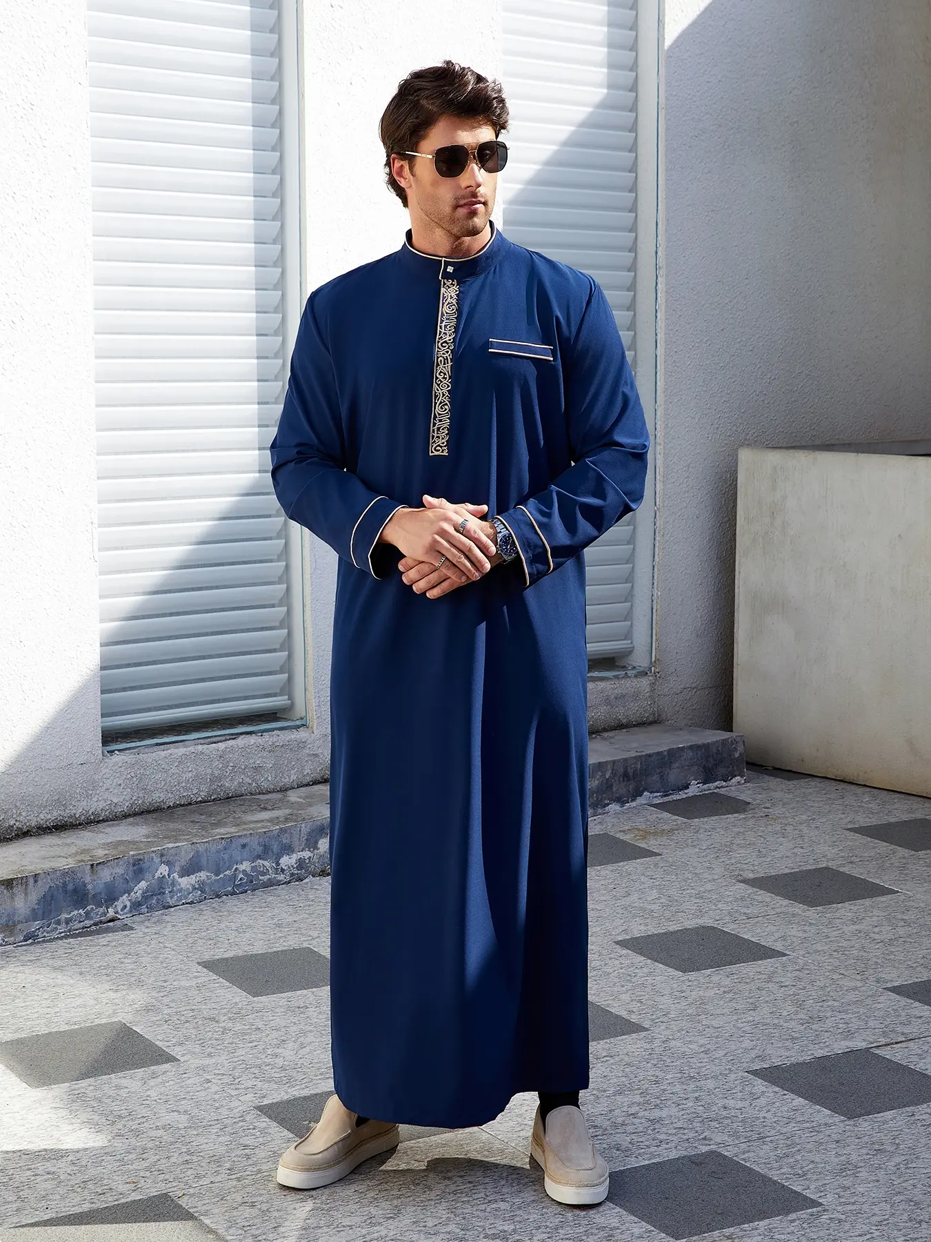 Arabian Islamic Traditional Men's Clothing, Ramadan Eid Festival Wear, Classic Long Robe with Embroidery, All Seasons For Muslim, Authentic Saudi Thobe, Modesty Thobe, Traditional Arabic Robe, Modest Muslim Thobe, Premium Traditional Thobe