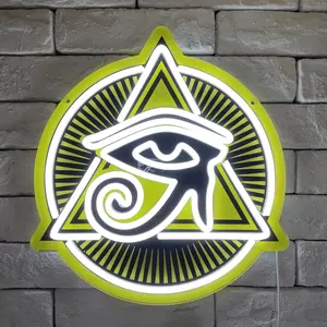 Horus Eye Neon Light LED Mystical Wall Decor, Ancient Egyptian Aesthetic Room Decoration, Spirit Guard Mural, Witchcraft Style Bedroom Night Lamp