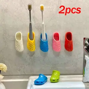 2pcs Creative Toothbrush Holder, Cute Toothbrush Rack, No Drilling Wall Mounted Bathroom Organizer, Durable & Easy Install Design