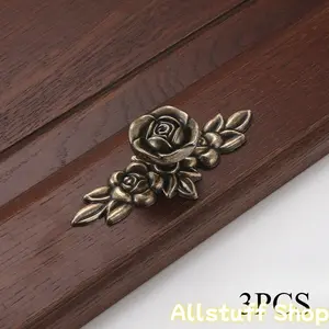 3pcs Rose Furniture Handle with Back Panel, Drawer Handle, Suitable for Dressing Table, Drawer, Cabinet