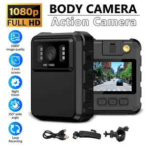 HD 1080P Body Camera, Waterproof Wearable Action Camera with Night Vision, 2.0 Inch Screen, 1800mAh Battery, Loop Recording - for Law Enforcement, Motorcycle Riding, Work Safety, Vlogging, Outdoor Sports - Includes Mounting Clip