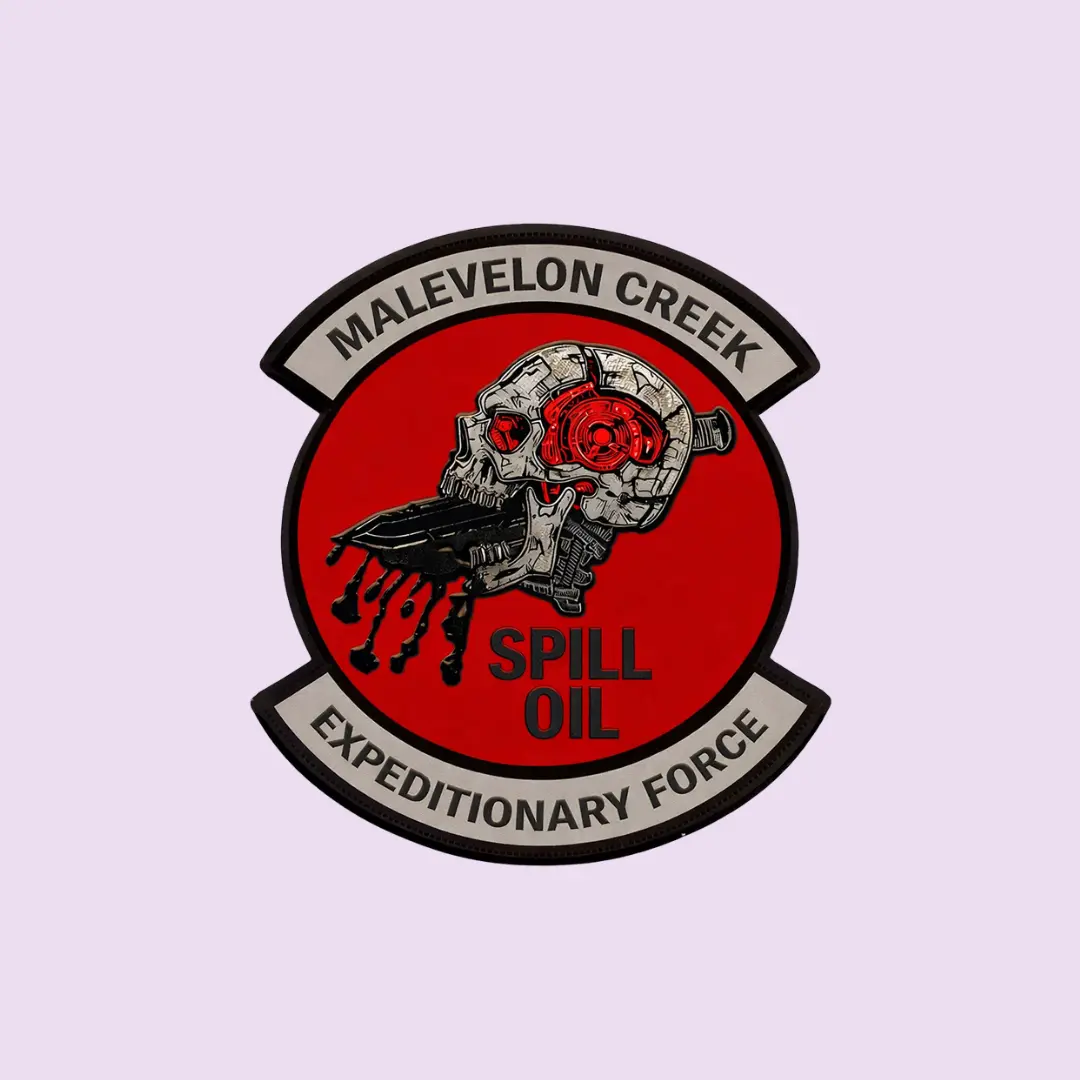 Spill Oil Military Sticker, Sci-Fi Skull Patch Decal, Malevelon Creek Gamer Sticker, Cyberpunk Vinyl for Laptop Car