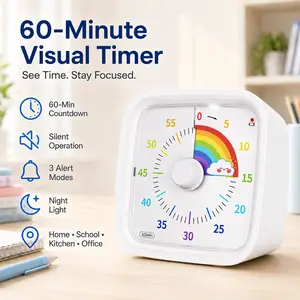 ONESHOW HOME Visual Countdown Timer, 60-Minute Rainbow Timer for Kids & Adults, Silent Classroom Timer for Learning, Reading, Homework & Time Management