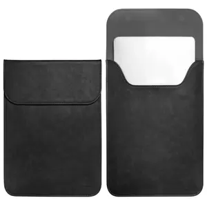 TECOOL 15 Inch Synthetic Leather Laptop Sleeve, Magnetic Notebook Protective Case Cover Sleeve for MacBook Pro 15, MacBook Pro 16, MacBook Air 15